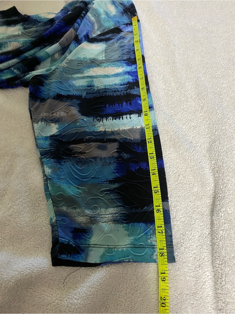 JM Collection Woman 3X Blue Abstract Embroidered Textured 3/4 Sleeve Top - Picture 10 of 11